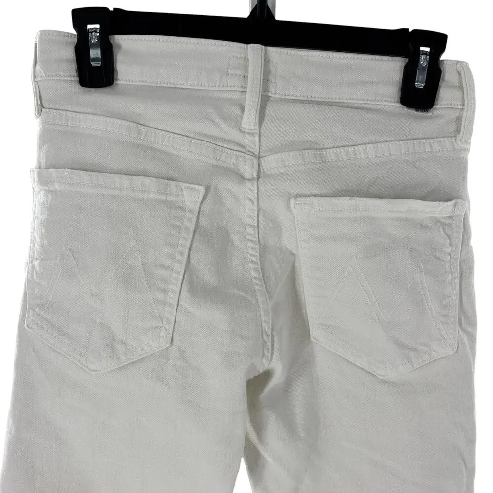 Mother White Cream Puffs Tomcat Ankle Straight Leg Jeans